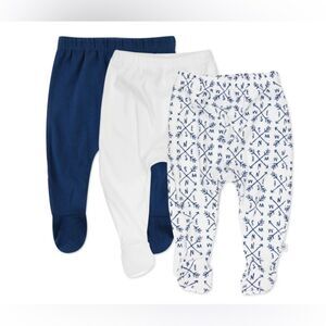 Honest Baby Clothing 3-PACK Organic Cotton Footed Pants Baby Boy 0-3 months 0-3M